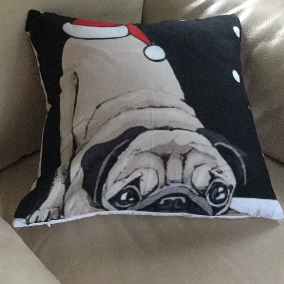 Pug pillow case with Christmas stocking 18x18 NEW - Picture 4 of 4